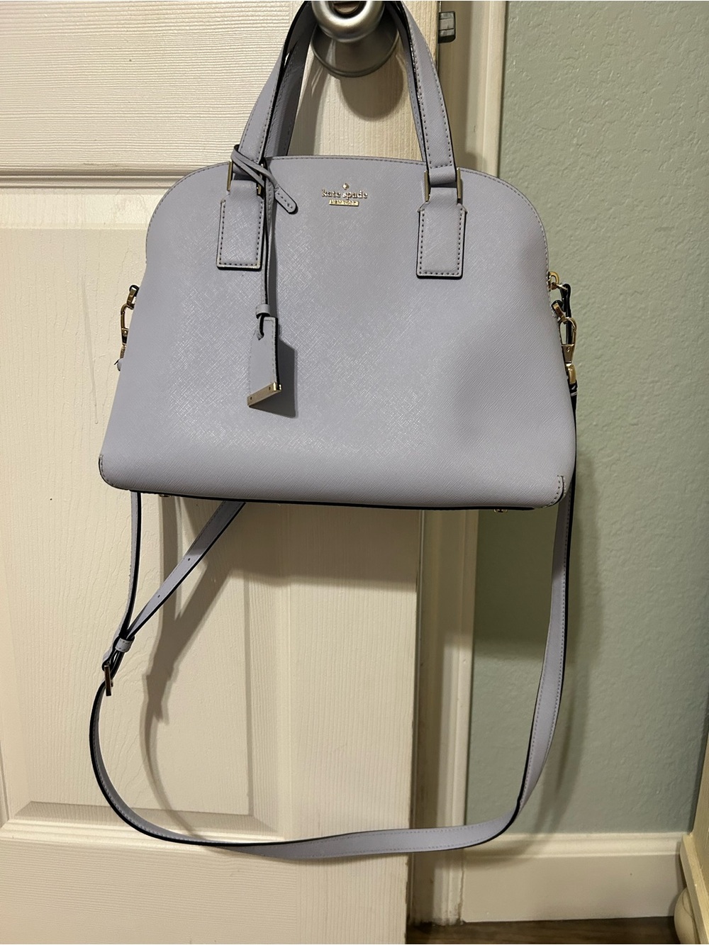 kate spade periwinkle dome satchel with gold hardware